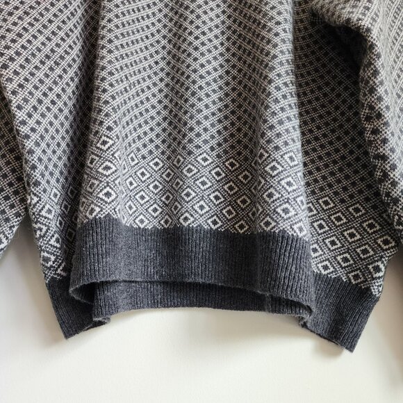 4XL Sweater Gray White Jos A Bank V Neck Nordic New Winter Wool Blend 4XB Jumper - Picture 13 of 17